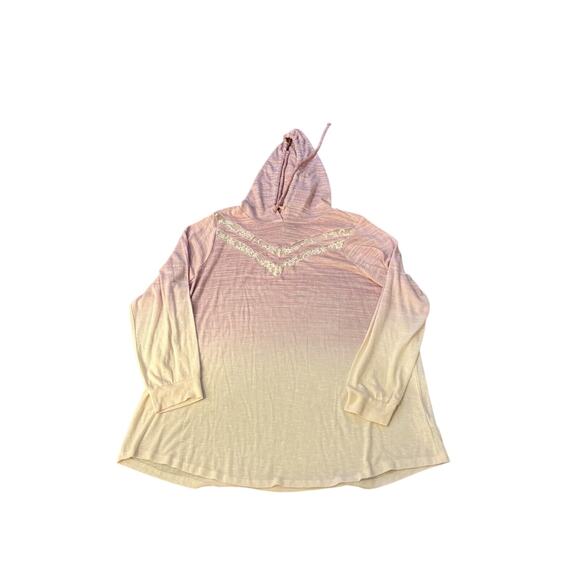 Torrid Super Soft Plush Lace Inset Hoodie Dip Dye Pink Ombré 3X Long Sleeve NWT - Picture 4 of 8